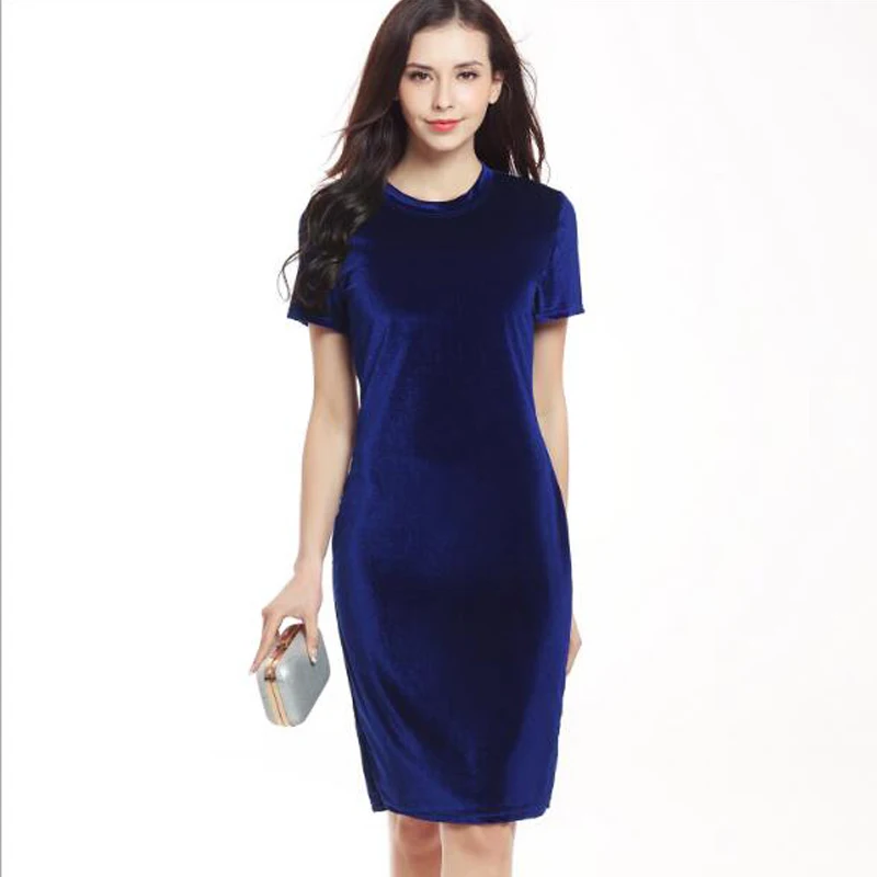 Женщины Черный Бархат Тонкий Карандаш Офис Колен Платья 30 | Женская одежда