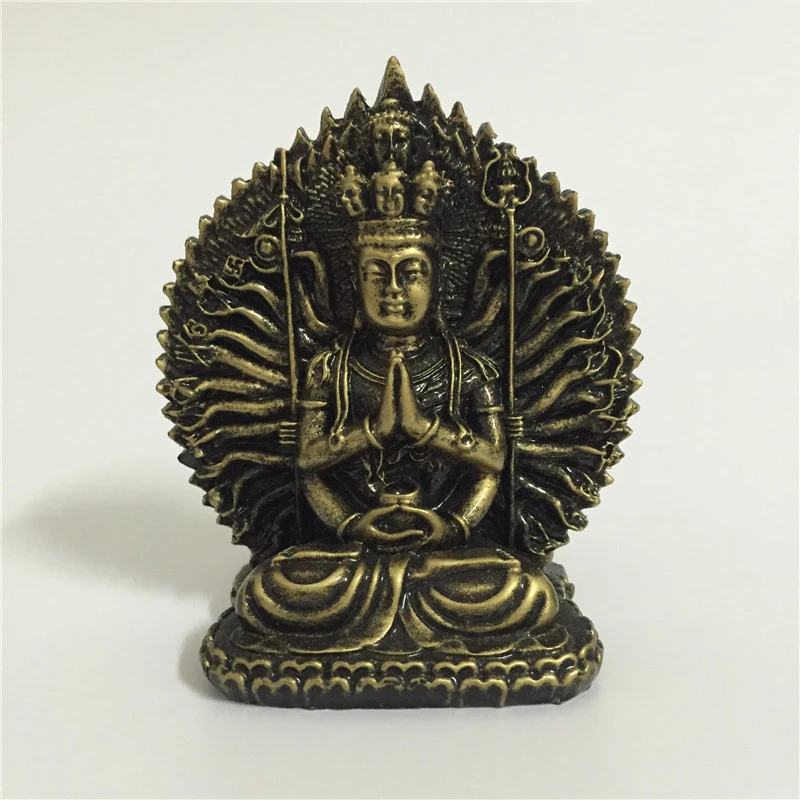 Китайская статуэтка Будды Гуань Инь FengShui тысяча рук резьба из смолы статуэтки