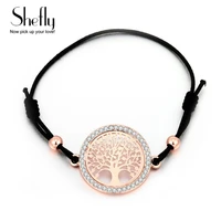 women accessories gold tree of life charm bracelets black string elastic adjustable bracelet female fashion jewelry gift 2020