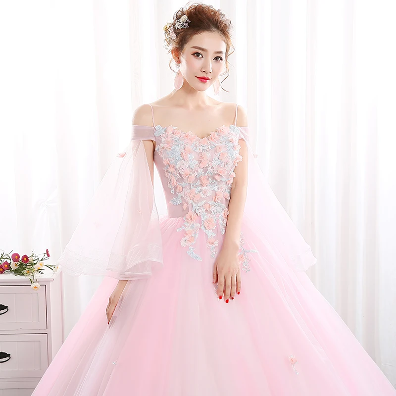Платье принцессы с открытыми плечами rossado Quinceanera розовое платье для выпускного