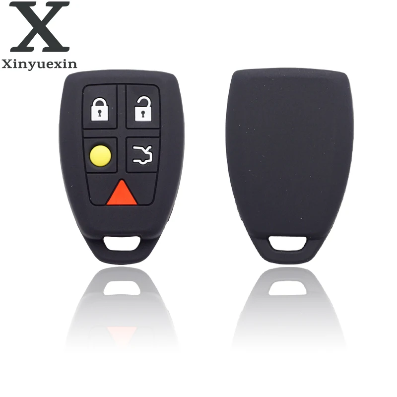 

Xinyuexin Silicone Car Key Cover Case for Volvo S40 V50 V70 C70 S60 Remote Fob Car Key 5 Buttons