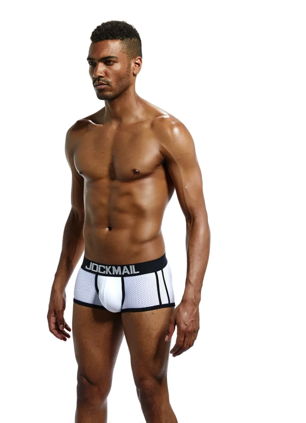 JOCKMAIL Брендовое нижнее белье, боксеры для мужчин, дышащие сетчатые мужские боксеры, мужские трусы, сексуальные трусы с мешочком для пениса, мужские трусы