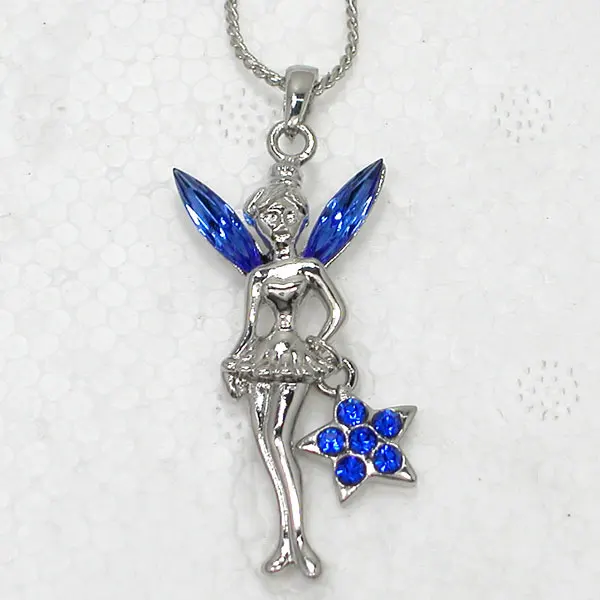 

Blue Rhinestone Angel Fashion Pendant Necklaces Chain Jewelry F190 B