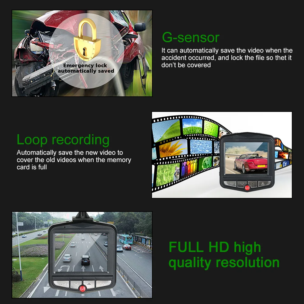 Миниатюрный Автомобильный видеорегистратор камера HD с двойным задним + передним
