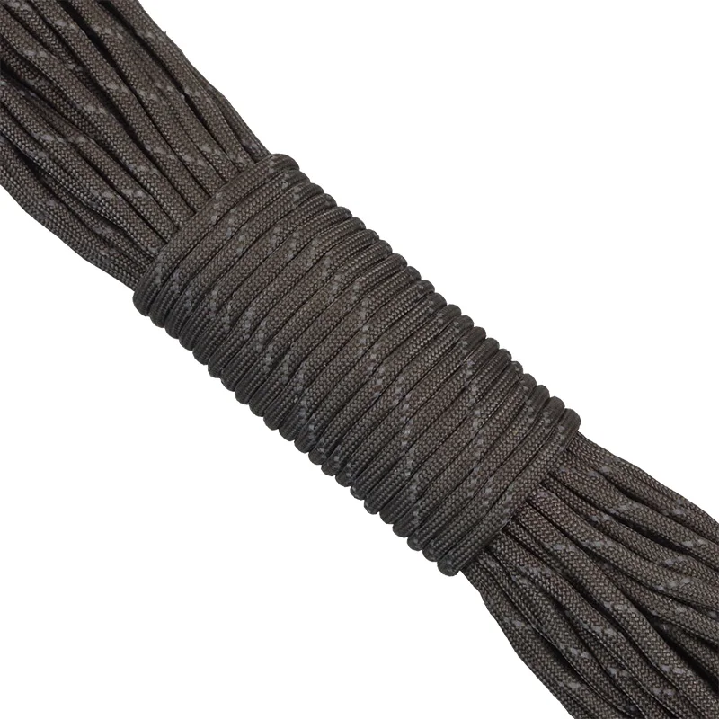 Dark gray 12 Colors 7 Strands Reflective Paracord For Outdoor Survival Bracelet Kit DIY Lanyard Camping Hiking Parachute Cord - Цвет: Dark gray