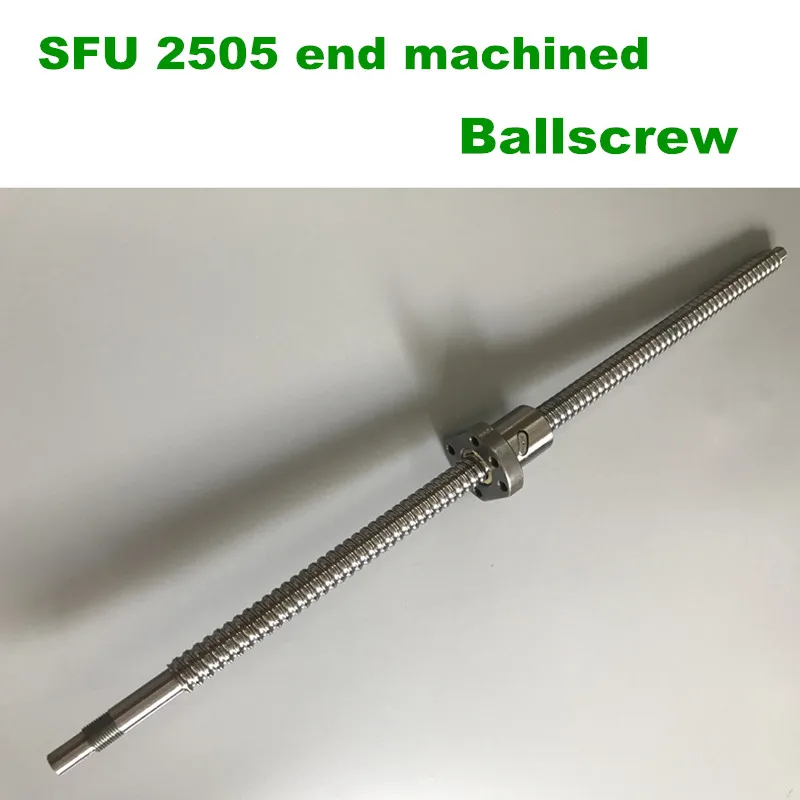 

BallScrew SFU2505 1100 1200 1500mm ball screw C7 with 2505 flange single ball nut BK/BF20 end machined for cnc Parts