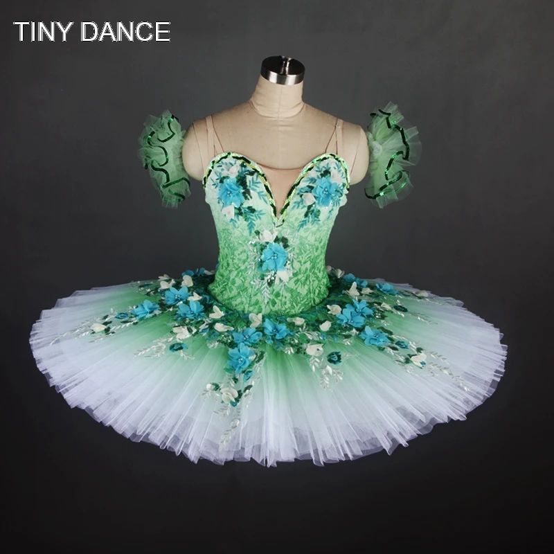 10 слоев жесткой Тюль Омбре зеленый Профессиональный Классический Балетная пачка