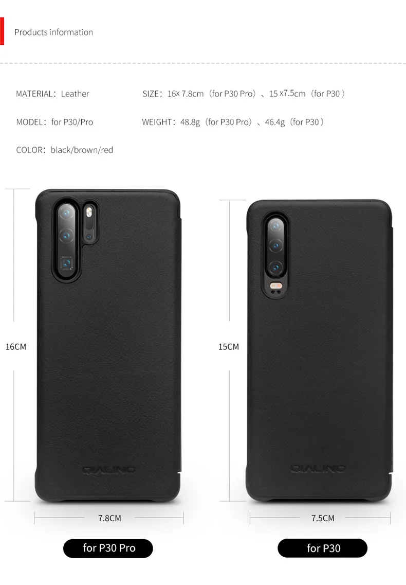 QIALINO Роскошные Натуральная кожа флип чехол телефона для huawei P30 ручной работы чехол с окошком для huawei P30 Pro 6,47 дюйма