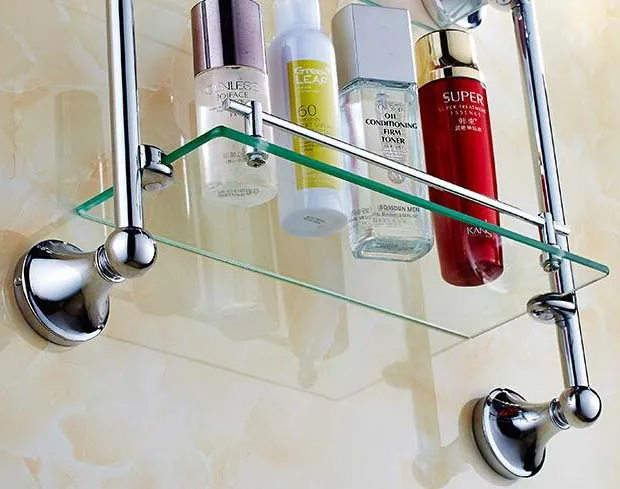 Двухуровневая антикварная стеклянная полка для ванной комнаты|glass bathroom shelves|bathroom