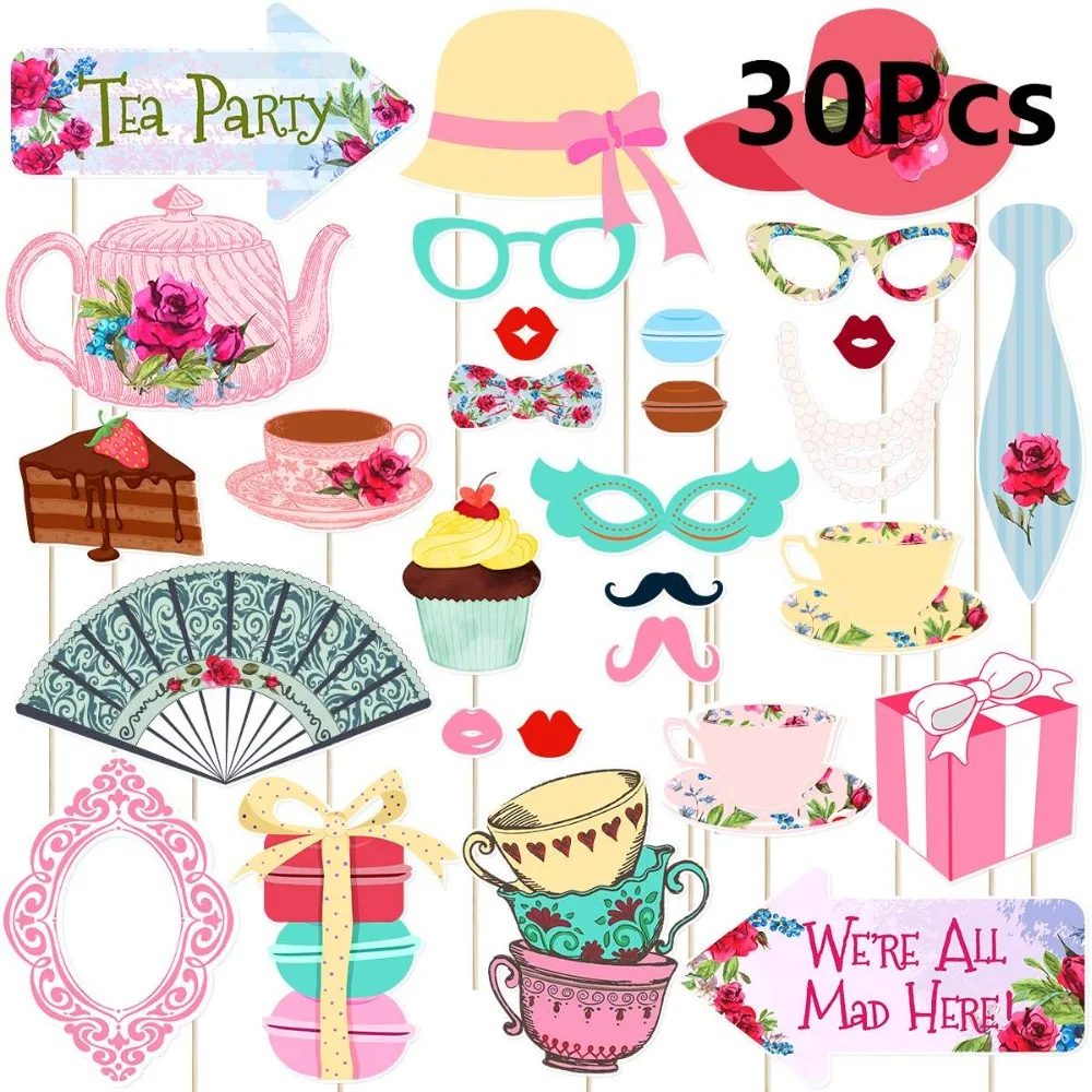 Party Photo Booth Props Happy Birthday Pose Sign Kit for Summer Hawaii Decoration | Дом и сад