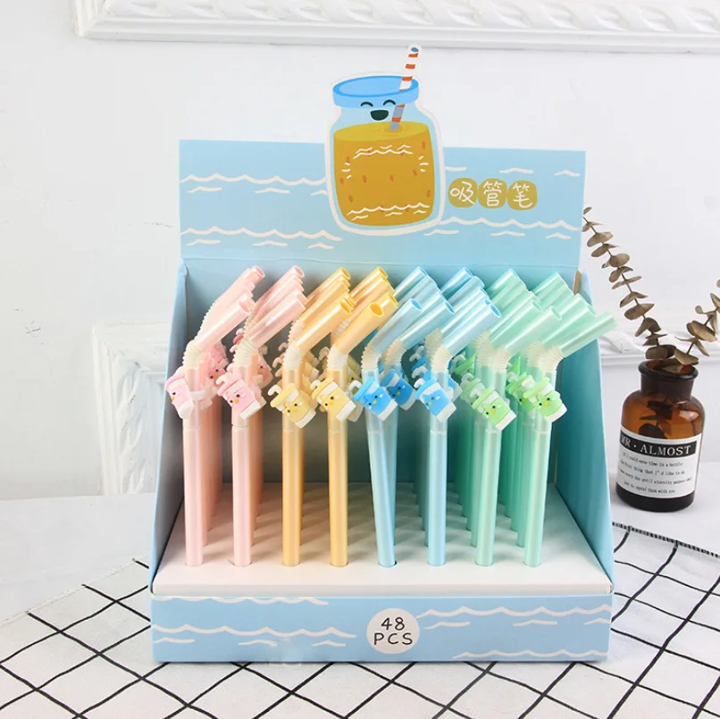 48 шт./лот Творческий Канцелярские студент ручка мультфильм Прохладный питьевой