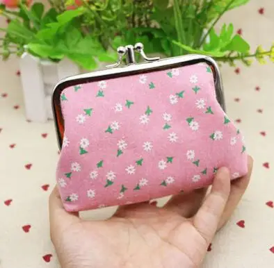 6pink M007 милый мультяшный холщовый кошелек с двойной розой короткий тканевый цветочный женский кошелек кошельки для монет для девушек и женщин студенческий подарок - Цвет: 6pink