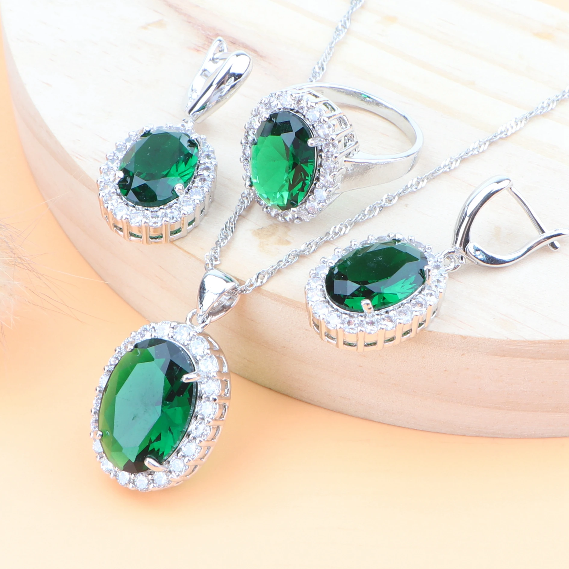 Женские свадебные ювелирные наборы из стерлингового серебра 925 пробы серьги с