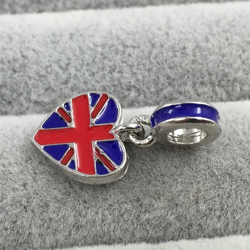 Флаг Великобритании подвеска в виде сердца с красной эмалью и B Европейские