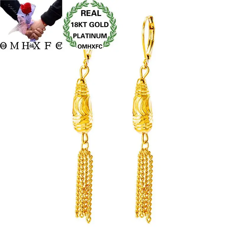 

OMHXFC Wholesale European Fashion Woman Girl Party Wedding Gift Vintage Long Beads Tassel 18KT Gold Drop Earrings ER19