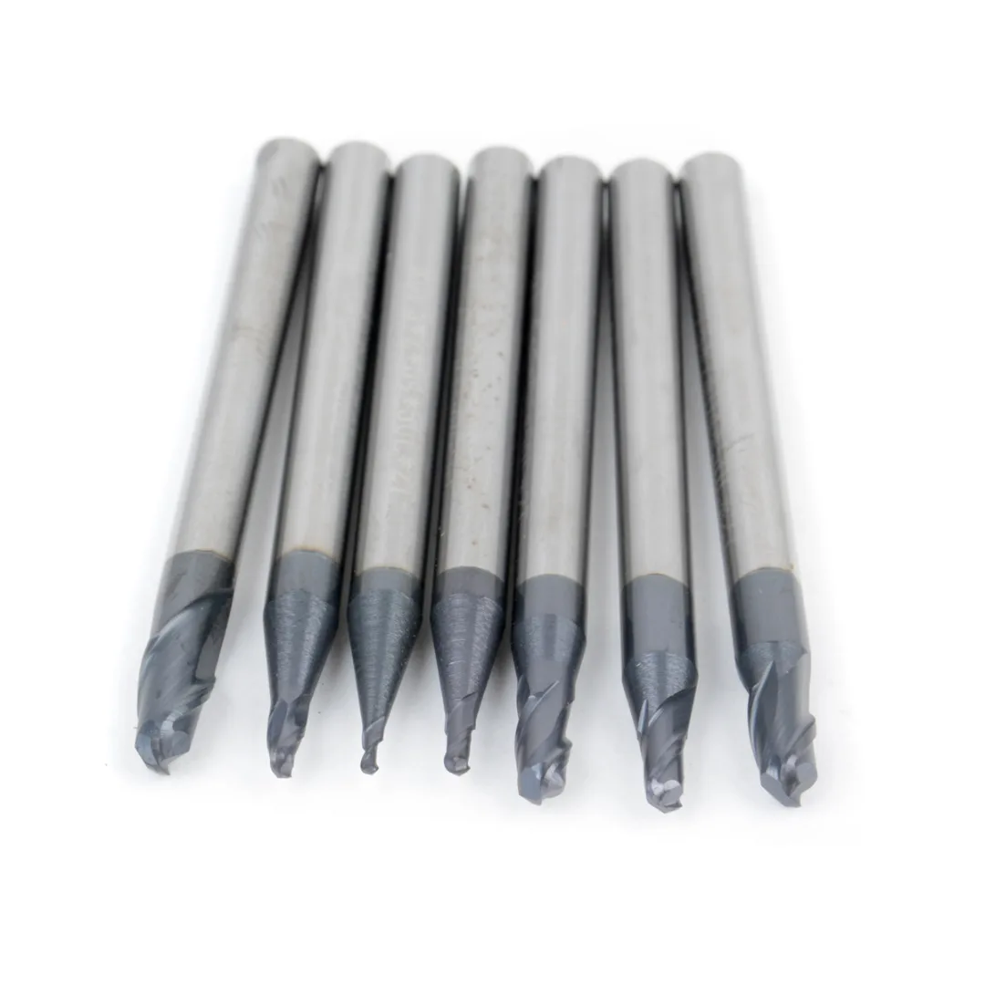 

7Pcs 0.5mm-2.0mm Tungsten Carbide Router Bit Set 2Flutes End Mill Ball Nose Engraving CNC Radius End Mill Milling Cutter Tool