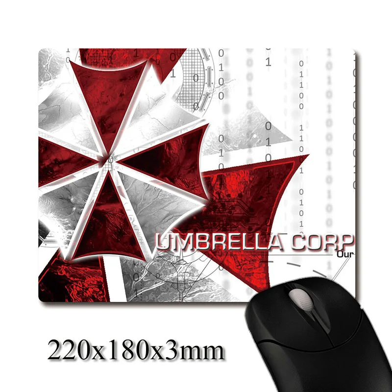 Противоскользящий резиновый коврик для мыши с принтом логотипа Umbrella Corporation 220x180x3