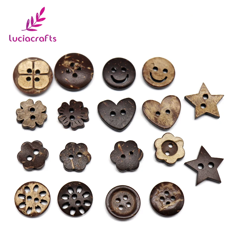 Lucia crafts 12 50 шт./лот 10 20 мм кокосовые деревянные кнопки Ассорти DIY Швейные