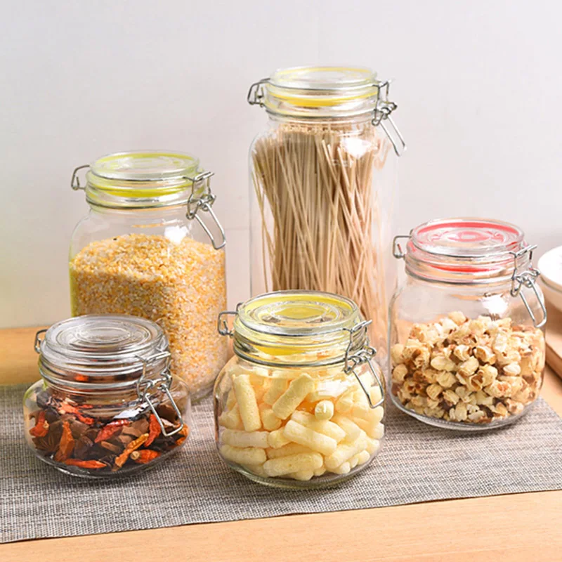 Новая прозрачная стеклянная бутылка для хранения пищевых продуктов герметичная