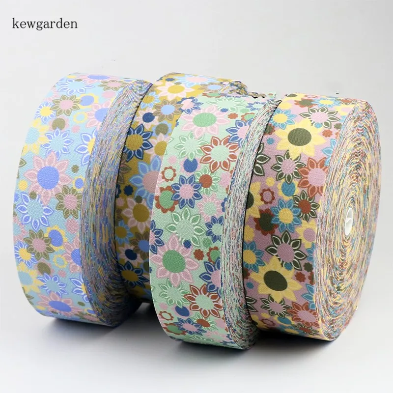 Kewgarden 25 мм 1 &quotЦветы Хлопок Кролик многослойные тканевые ленты цветочный
