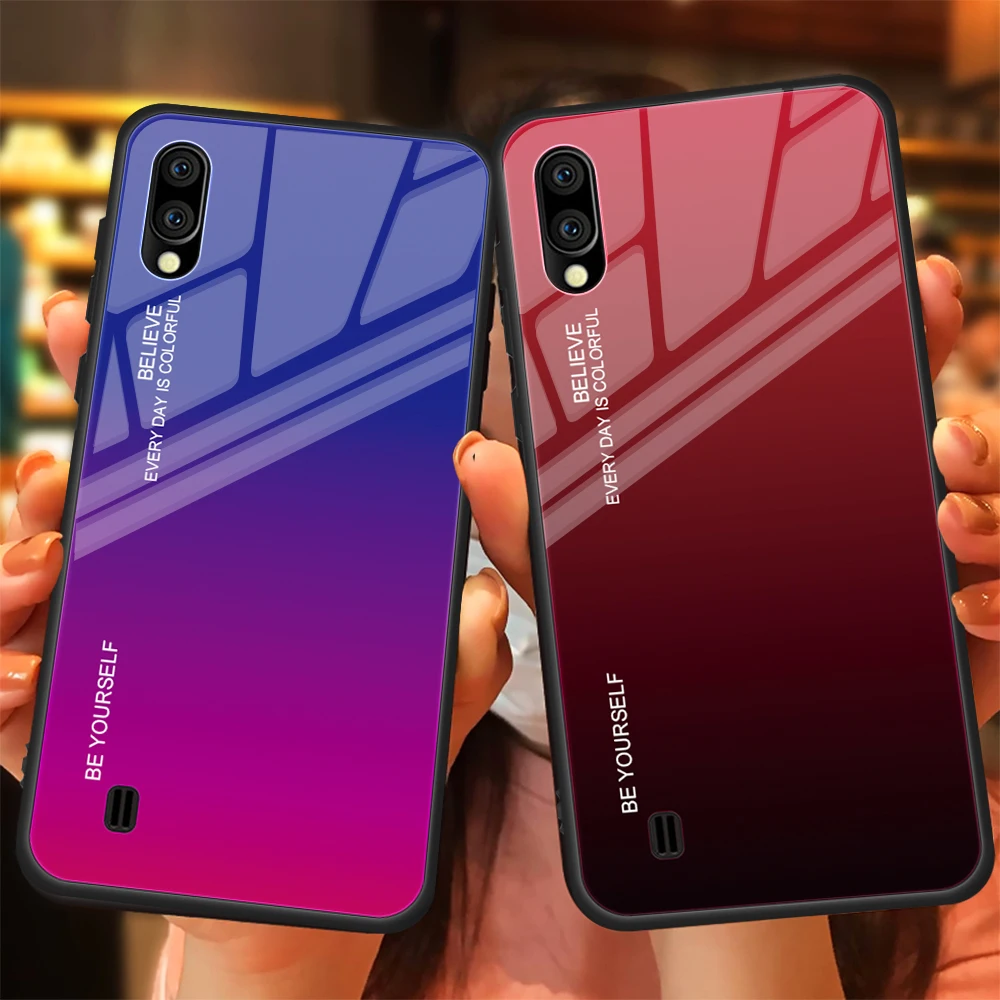 Градиентный Модный чехол из закаленного стекла для телефона Samsung A50 A30 A10 A20 A40 A60 A70