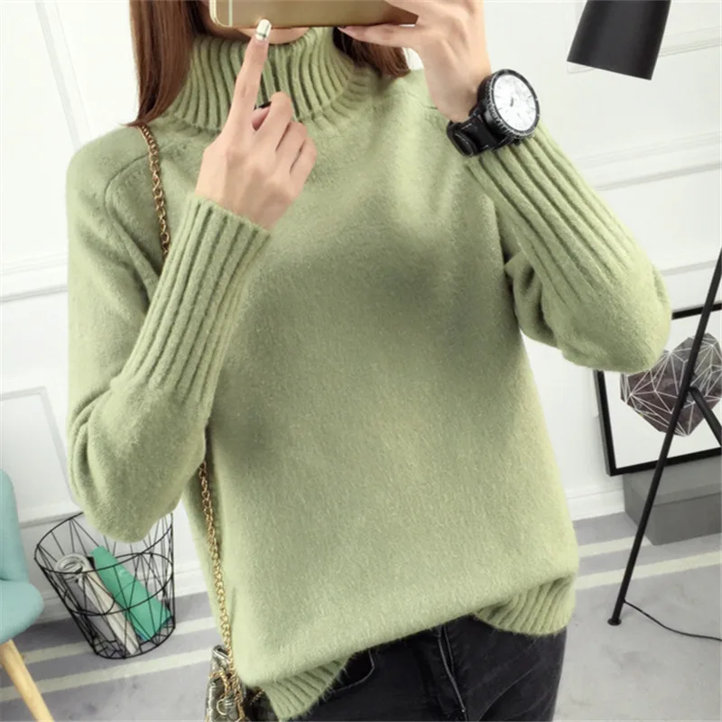 Turtleneck Female Jumper Knitted Sweater Women 2020 Autumn Winter Korean Cashmere Long Sleeve Pullover Knitwear |