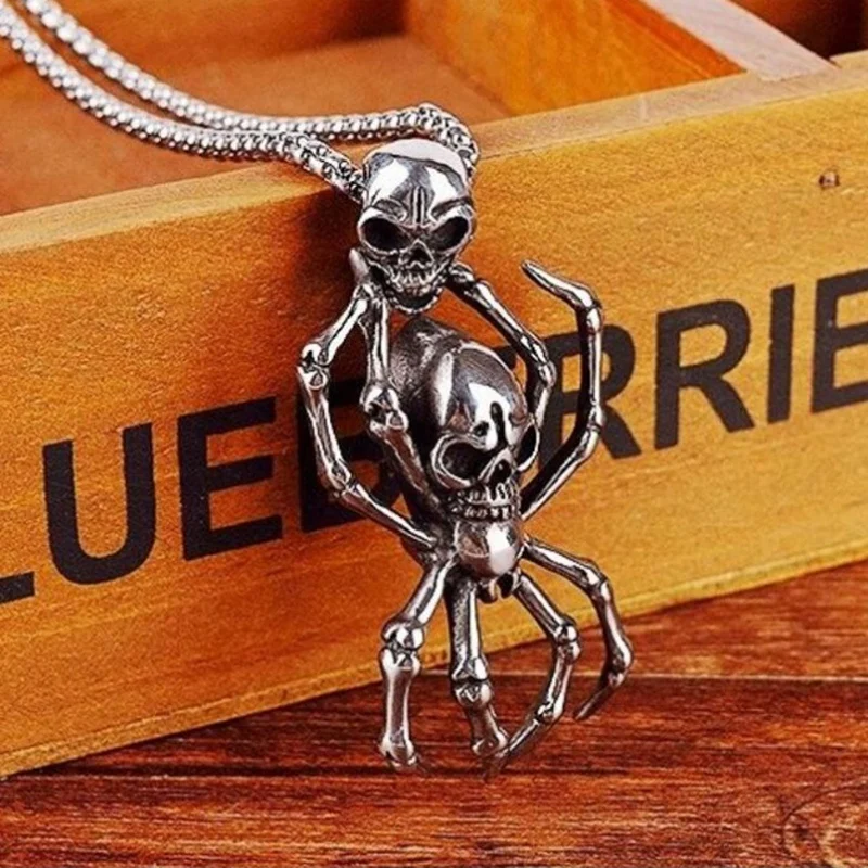 Кулон в виде черепа паука ожерелье стиле ретро кулон ювелирные изделия с