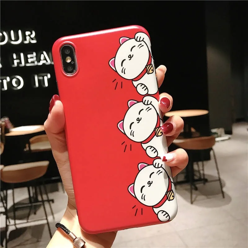 Милый счастливый кот мобильный телефон с мультяшками чехлы для IPhone 8X6 XS 6 S XR MAX 7