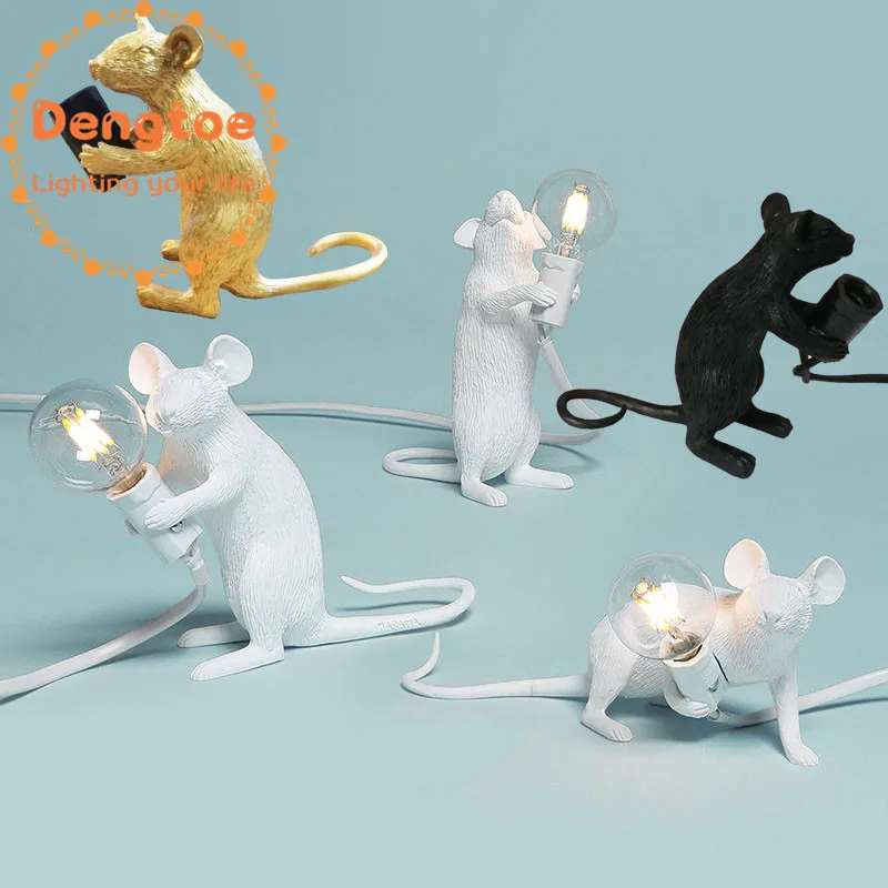 Стол с мышкой лампа из смолы белый скандинавский креативный для гостиной