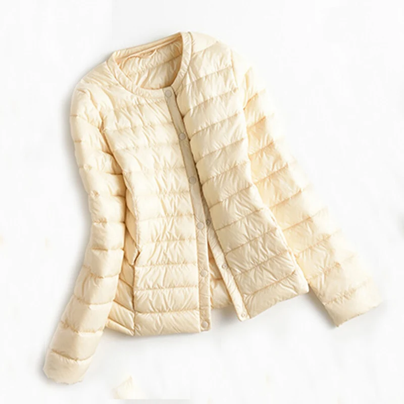 Женская Ультралегкая куртка-пуховик осенне-зимняя теплая белая парка на утином
