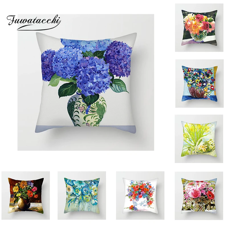 Яркая Цветочная Масляная картина Fuwatacchi наволочка для подушки розы хризантемы