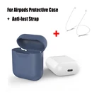 Силиконовый чехол для Apple AirPods, синий противоударный защитный чехол с петлей для защиты от потери, плетеный шнур, гарнитура для Airpods