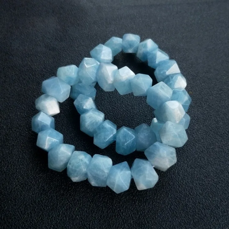 Aquamarine baroque faceted 12*15mm bracelet 7.5inch FPPJ wholesale beads nature A