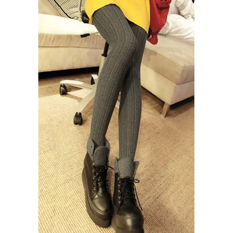 Женские повседневные леггинсы теплые плотные трикотажные из смешанного хлопка