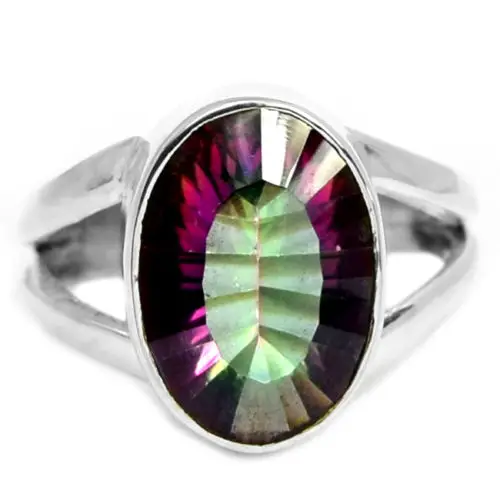 

Hand Made Mystic Topaz Ring 100% 925 Sterling Silver 5.2g Size: 7.75, AR0411