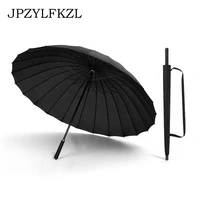 24k large women umbrella rain women windproof male walking stick umbrellas men leather golf sun paraguas colorful parasol cane