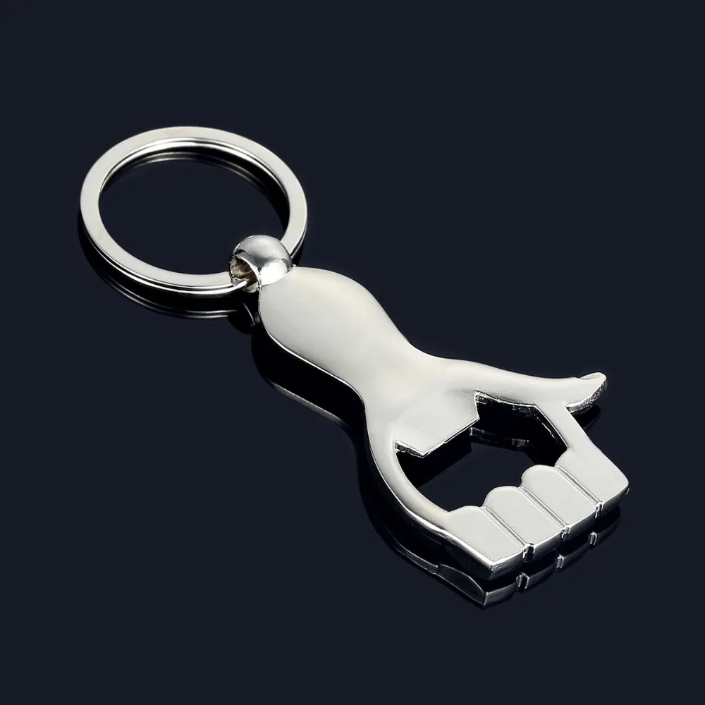 

100pcs/lot Silver Color Thumb Up Hand Keychain Key Ring Beer Bottle Opener Wedding Gift