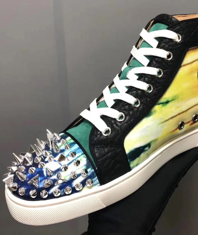 Мужские лесные радужные цвета на шнуровке высокое качество грязные заклепки