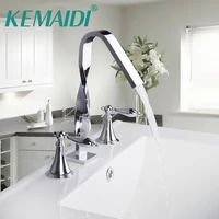 kemaidi new design construction real estate deck mounted two handles 3 pcs set bath fixture bath hardware sets bathroom faucet
