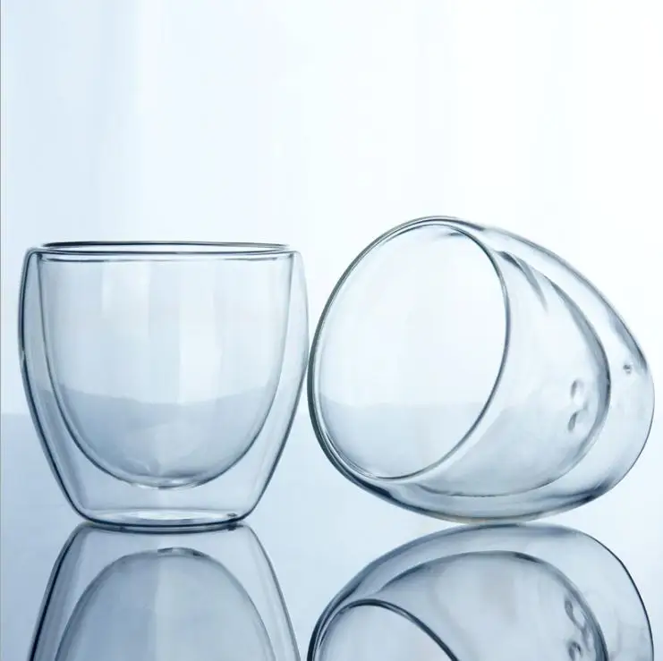 6pcs double layers80ML heat resistant glass materal coffee tea cups layer 100% handmade exquisite cup | Дом и сад