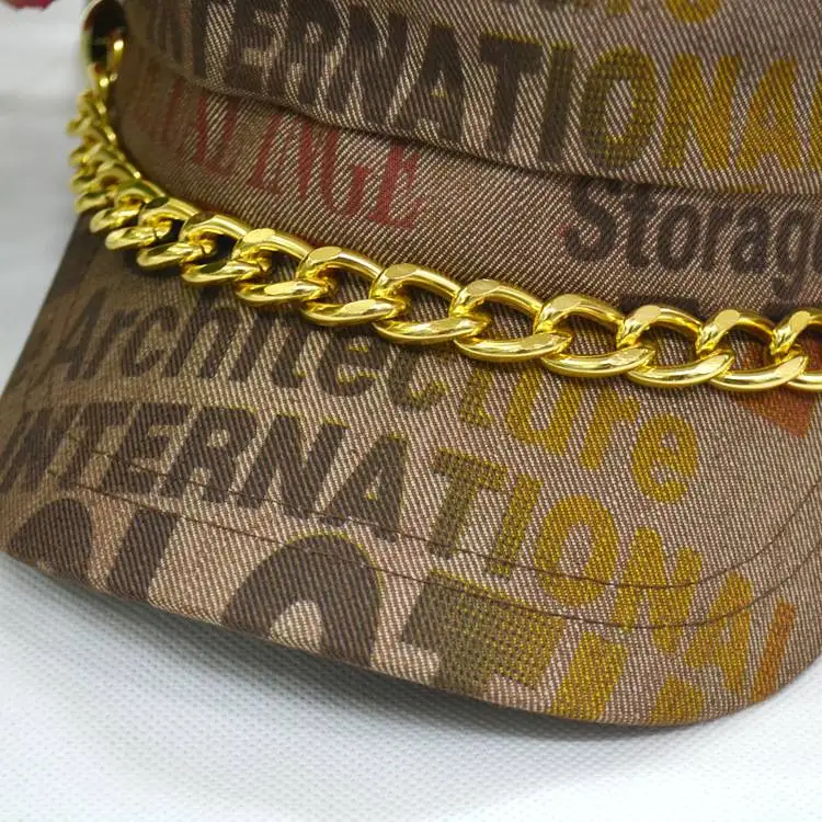 Новый западный унисекс панк Snapback шляпа с золотой цепью Пряжка кнопки заклепки