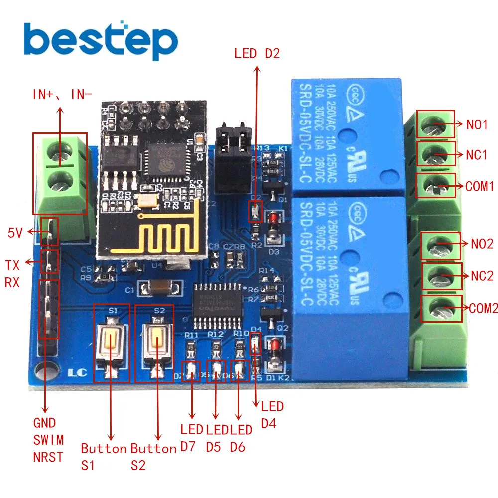 Реле канала Wi Fi 5 в ESP8266 модуль реле 2 релейный для смартфона IOT приложение
