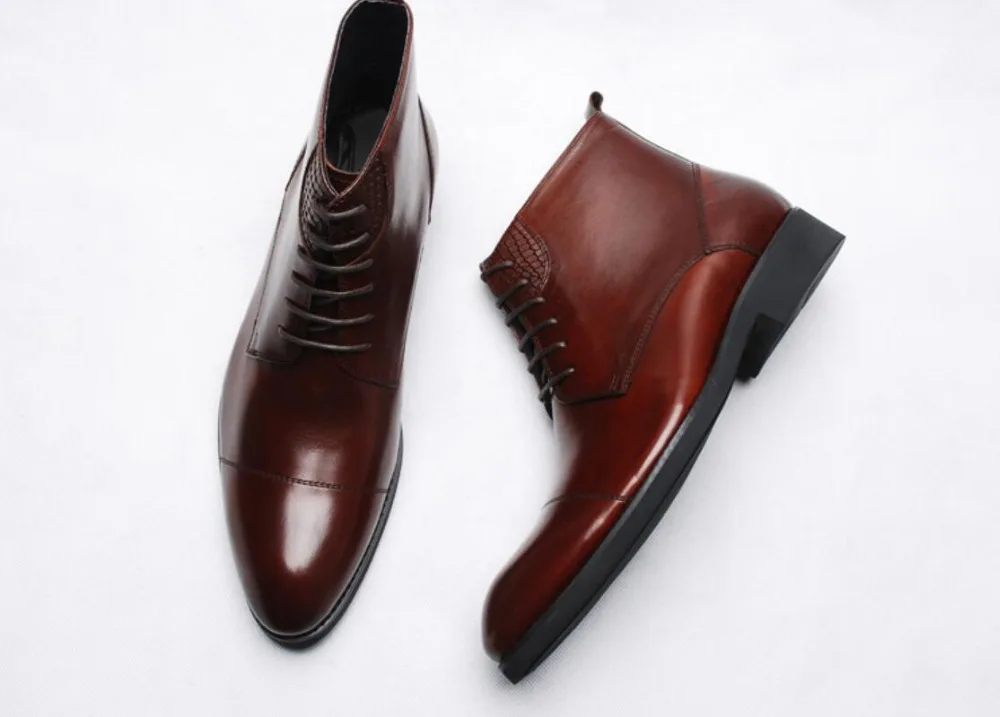 

Mens Ankle Martin Boots 2018 Black Wine Red Genuine Leather Mens Oxfords Fashion Lace up Motorcycle Boots Size38-44