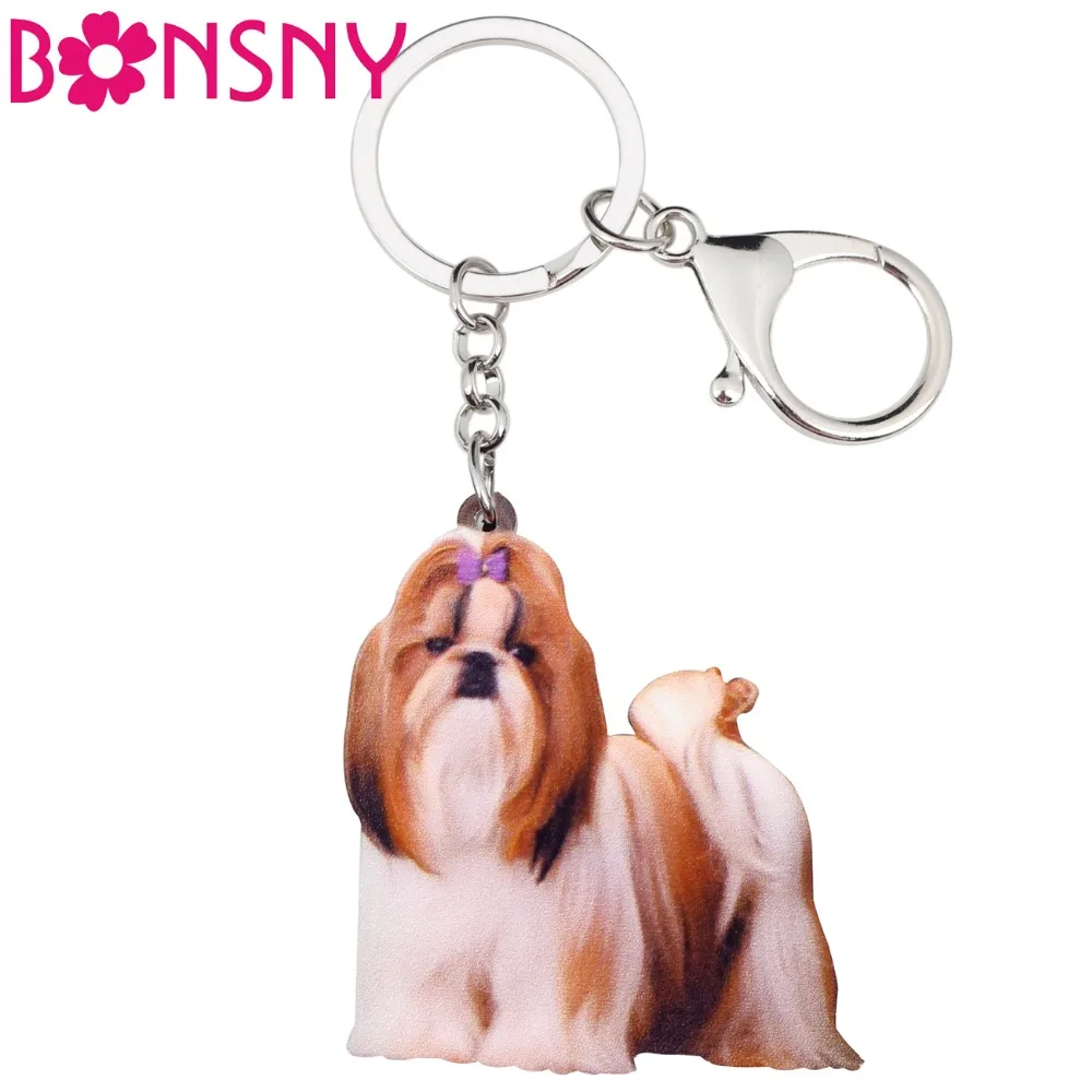 Bonsny Милые Акриловые китайские брелки с собакой Shih Tzu модные животными ювелирные