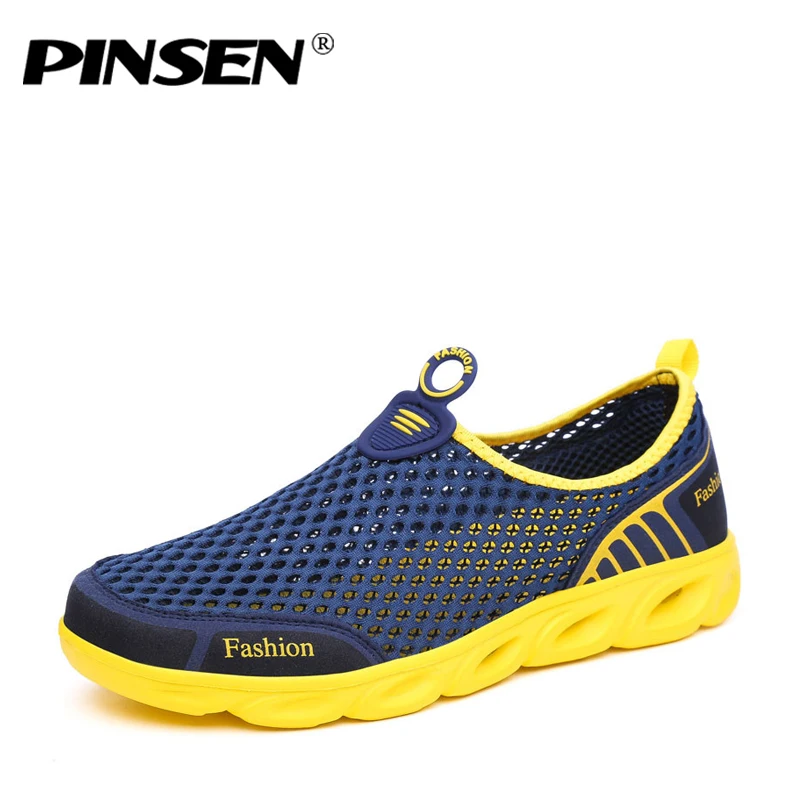 PINSEN/2019 г. летняя повседневная обувь для мужчин без шнуровки на платформе плоской