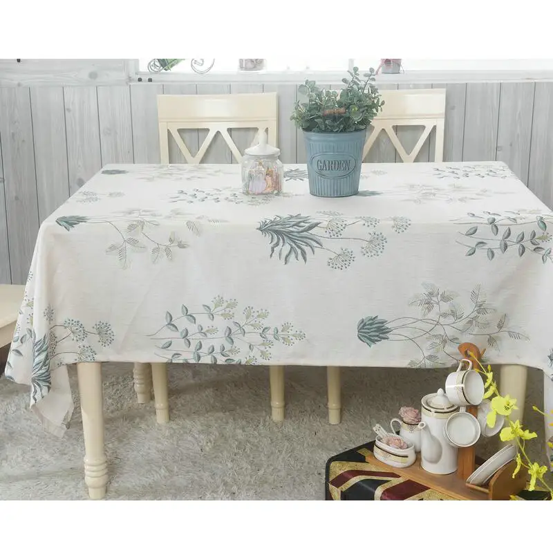 Скатерть из хлопка и льна для домашнего стола с цветочным принтом