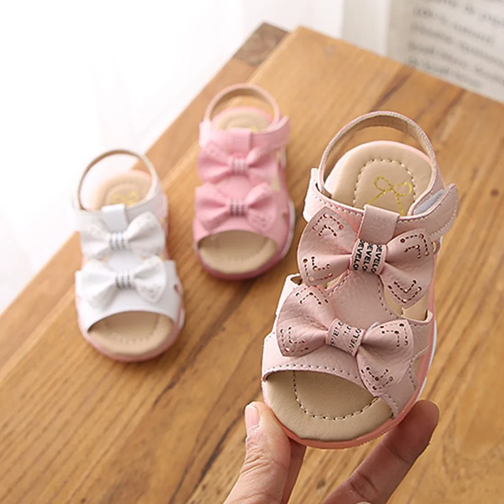 Children Baby Girls Bowknot Led Light Luminous Sport Sandals Sneaker Shoes