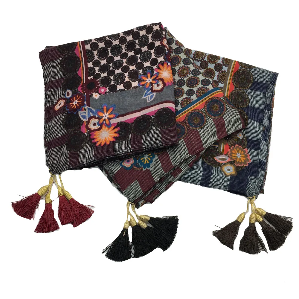 Оптовая продажа 22 цвета новые осенние модные яркие шарфы с цветочным принтом