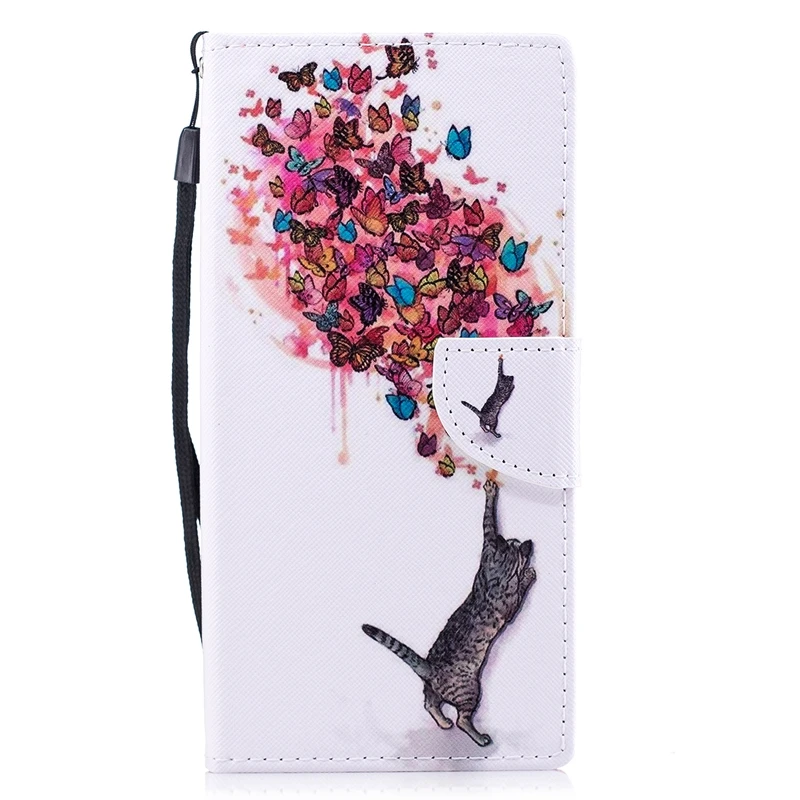 Чехол книжка с откидной крышкой для Sony Xperia XA1 Ultra Cute Cat Flamingo кожаный чехол Бумажник