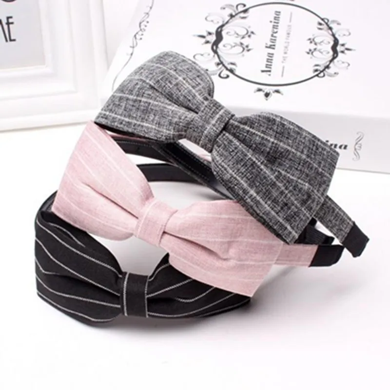 

New Bow Hairband Headband Striped Girls Hair Accessories Bowknot Hairband Toothed Not Slip Princess Birthday Headwear Hair Hoop